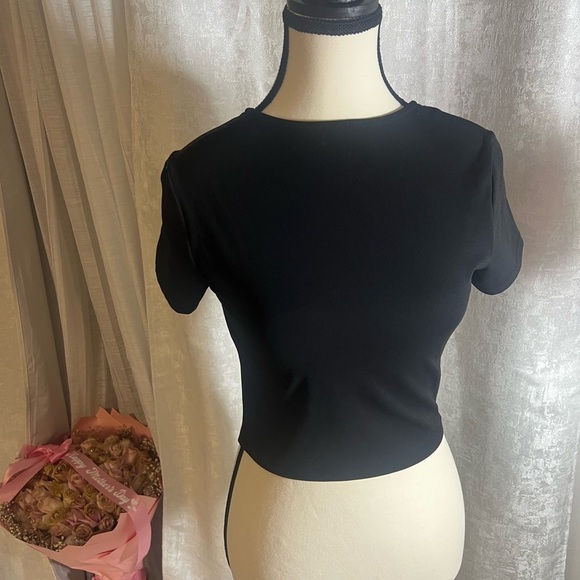 Garage Black Fitted Crop T-Shirt - Picture 6 of 9